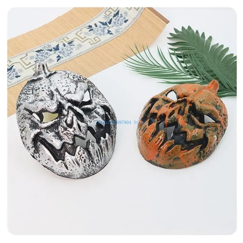 

N7YF Pumpkin Skull Mask Halloween Cosplay Mask for Women Men Skull Full Face Mask Mardi Gras Mask Pumpkin Mask Pu Foam Mask