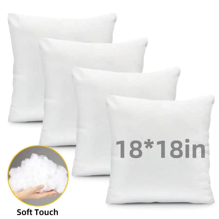 4pcs Pillow Inserts, Square Pillow Form For Patio, Furniture, Bed, Living Room, Garden, And Party Decorations Indoor, Dorm Room