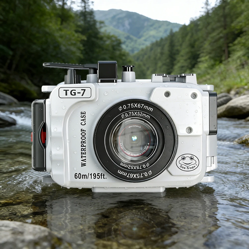 

Sea frog white 40 m plastic waterproof shell with cold boot interface expandable flashlight photography light For Olympus TG-7