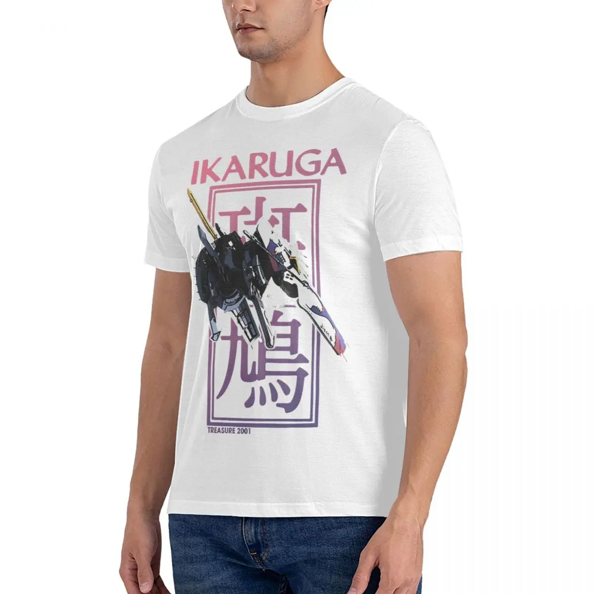 Camiseta de algodón puro con cuello redondo para hombre, camisa de manga corta de Ikaruga, ropa recién llegada