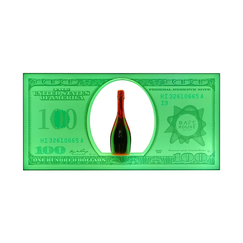 

LED Rechargeable Luminous Wine Holder High-end Champagne Wine Display Rack Dollar Acrylic Wine Rack