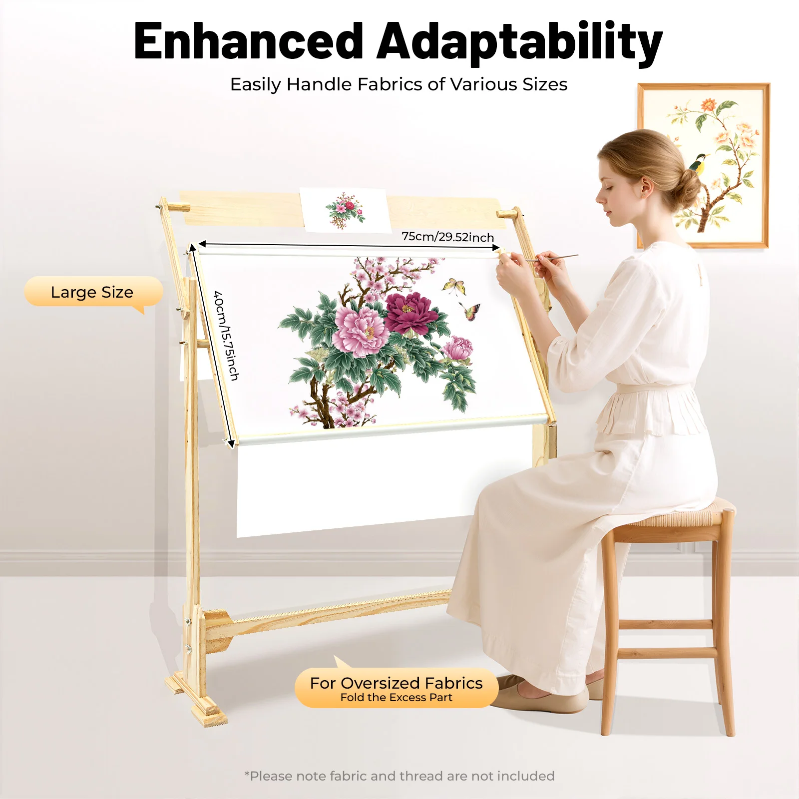 

87.5*85cm Adjustable Embroidery Stand Floor Standing Embroidery Stand Embroidery Stand Embroidery Frame Size 75*40cm