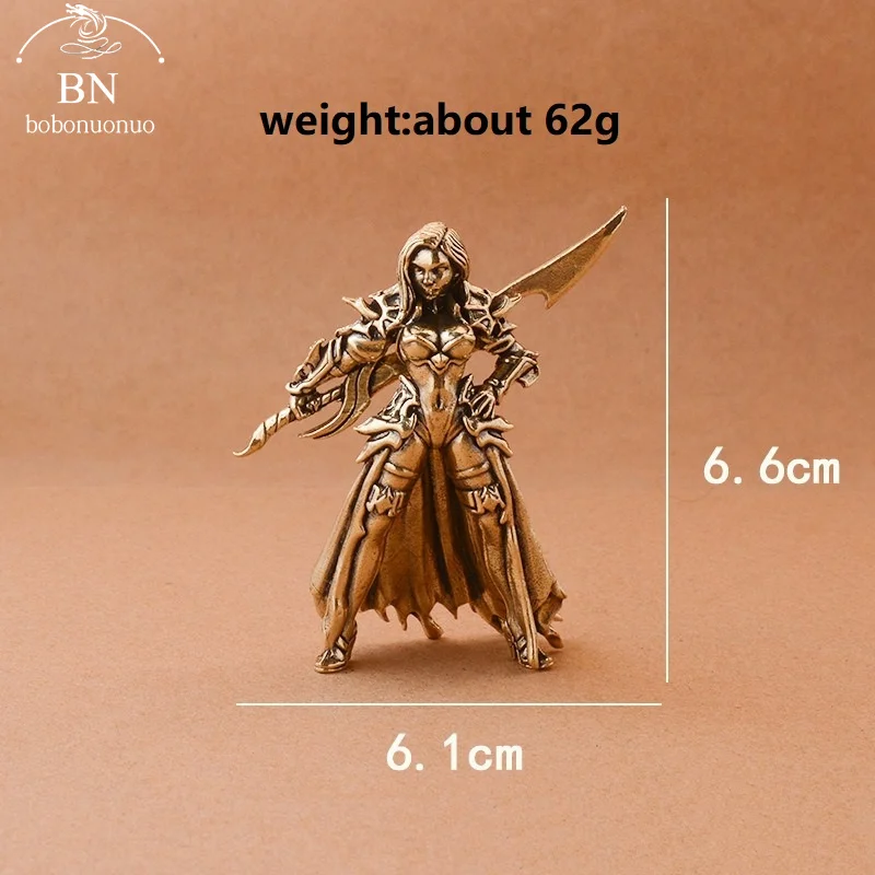 Copper Metal Solider Model Miniatures Figurine Vintage broadsword Beauty warrior Ornament Desktop Decoration Accessories Toy Gi