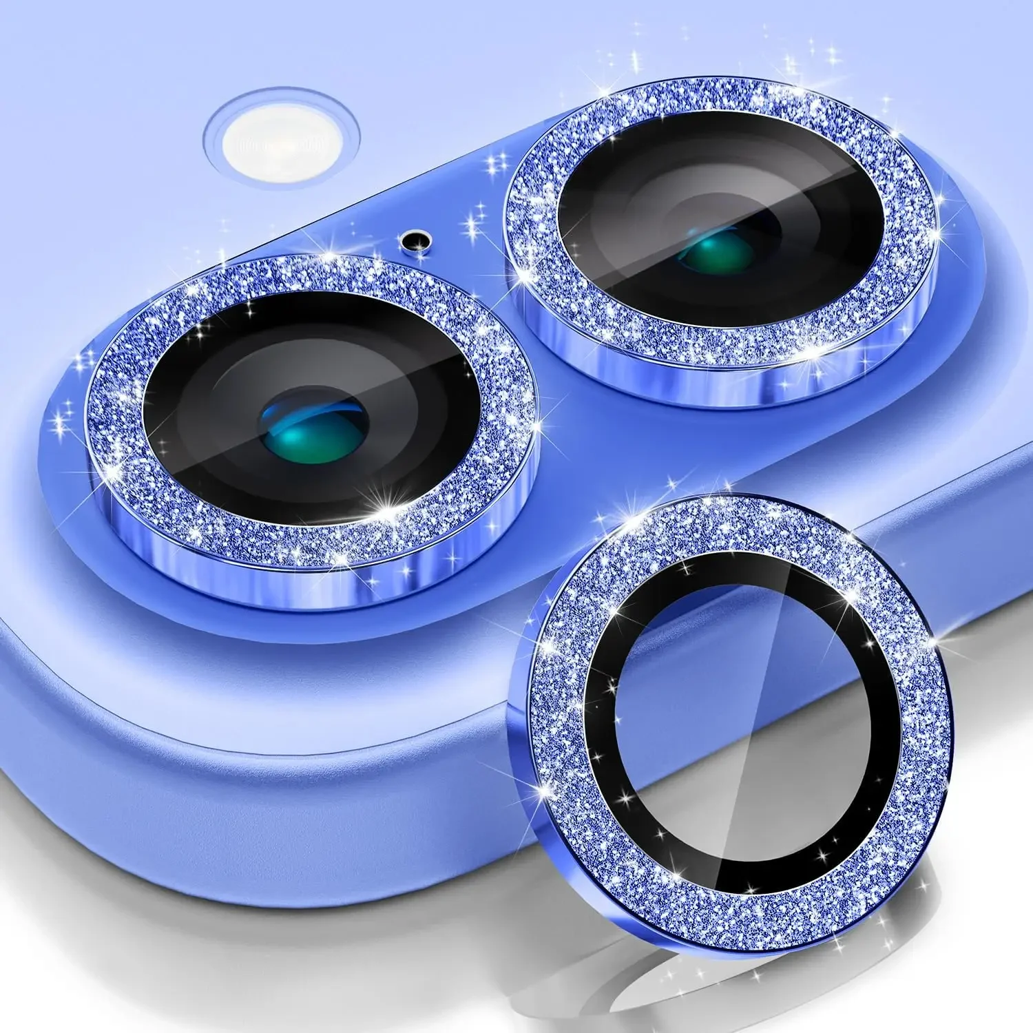 2-3 قطعة لهاتف آيفون 16 15 برو آيفون 14 بلس واقي عدسة الكاميرا بلينغ ، [ديكور لامع] غطاء زجاجي مقوى فائق الدقة