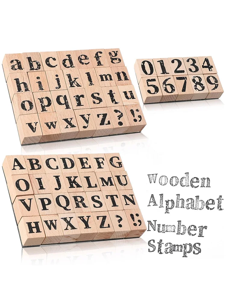 Wooden Alphabet Number Stamps Small Letters Wooden Rubber Number Letter with Symbols for Rubber Stamps, DIY Projects