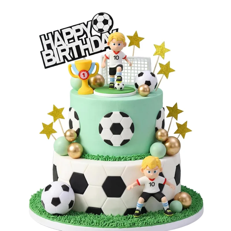 25 décorations de gâteau sur le thème du football, joueurs de football et ballons de football, pour fêtes sportives