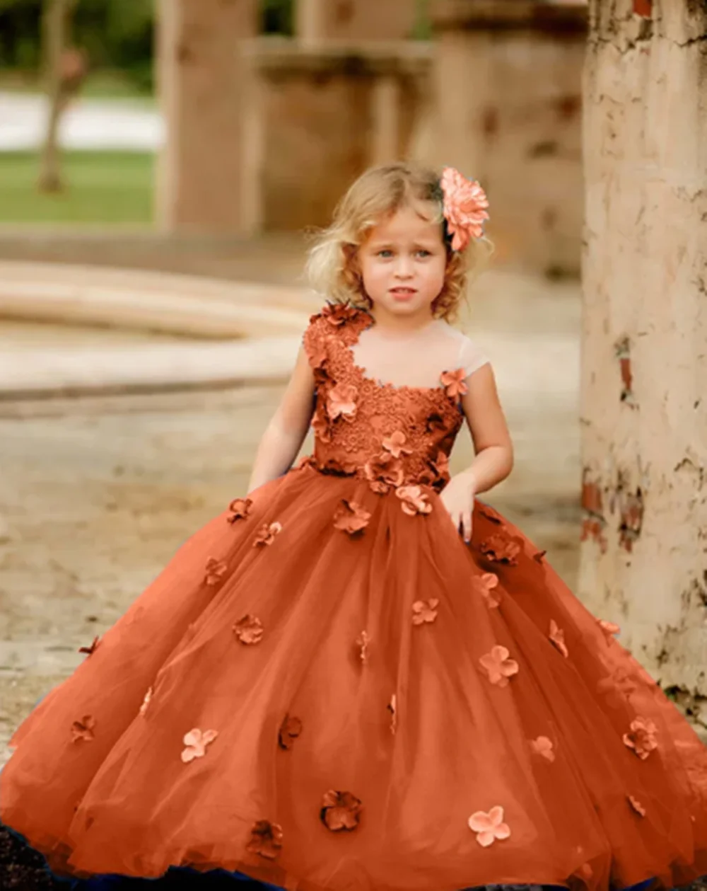 

Green Flower Girl Dresses Tulle Puffy Appliques Flowers Sleeveless For Wedding Birthday Party Banquet Princess Gowns