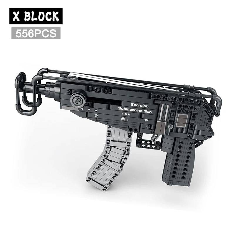 

Creative MOC Scorpion Pistol Model Building Blocks WW2 Military Weapon Firearms Series DIY Bricks Gun Toys For Boys Adult Gifts