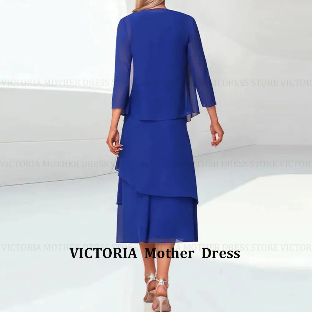 VICTORIA Customized Elegant Mother of the Bride Dresses with Jacket 2026 A-Line Formal Wedding Guest Gowns Short Evening Dress