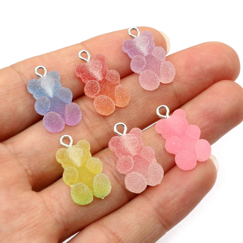 10pcs Random Mix Resin Candy Bear Star Charms for DIY Jewellery Making