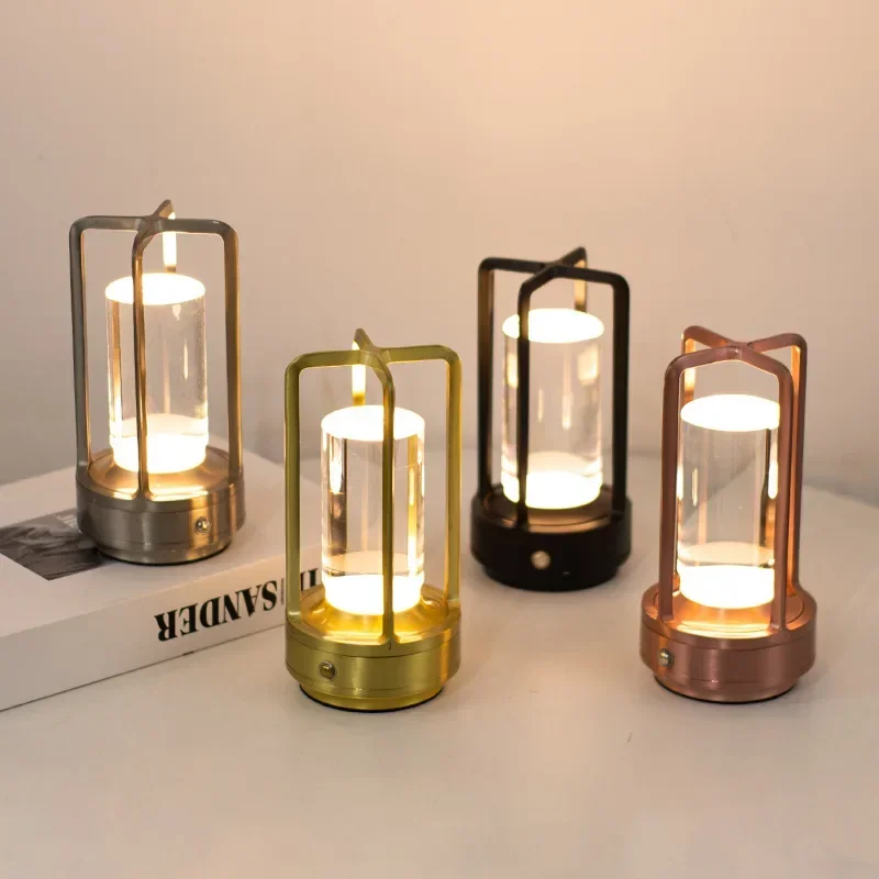 Cross LED bar dining lamp  outdoor camping  LED crystal table lamp  Rechargeable touch night lamp Bedroom Bedside table lamp
