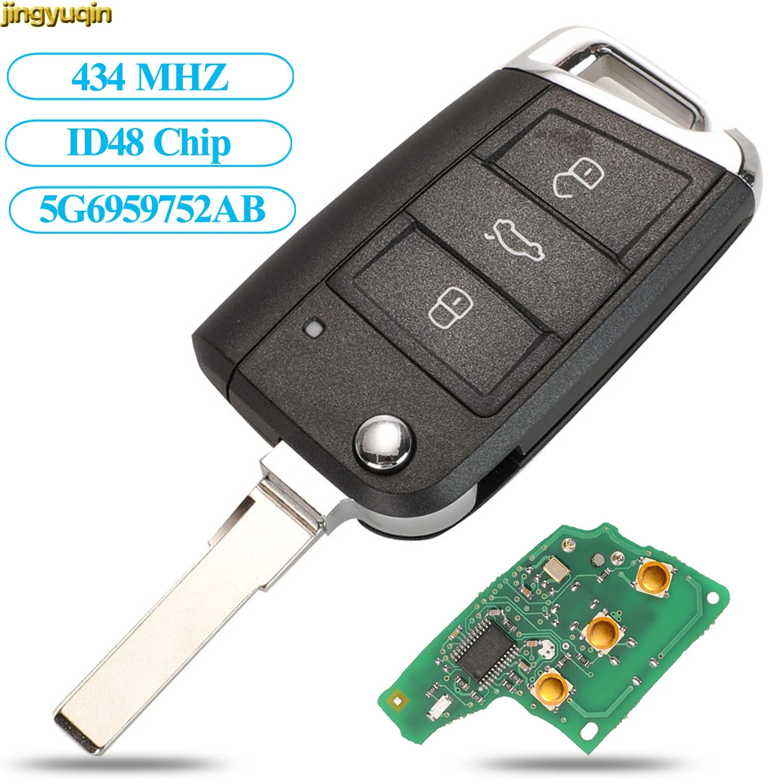 

Jingyuqin Keyless-go/Semi-smart Car Key 434MHz MQB ID48 For VW Seat Golf 7 MK7 Touran Polo Tiguan 5G6959752AB BB 6V0959752D/Q