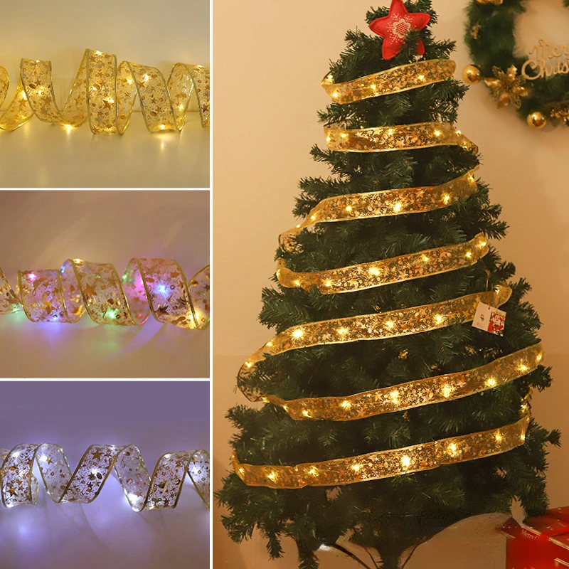 1/2/3/4/5/10M Kerstversiering Led Lint Gekleurde Lichten Xmas Boom Hanger Ornamenten Voor Home Decor Navidad Nieuwjaar 2024