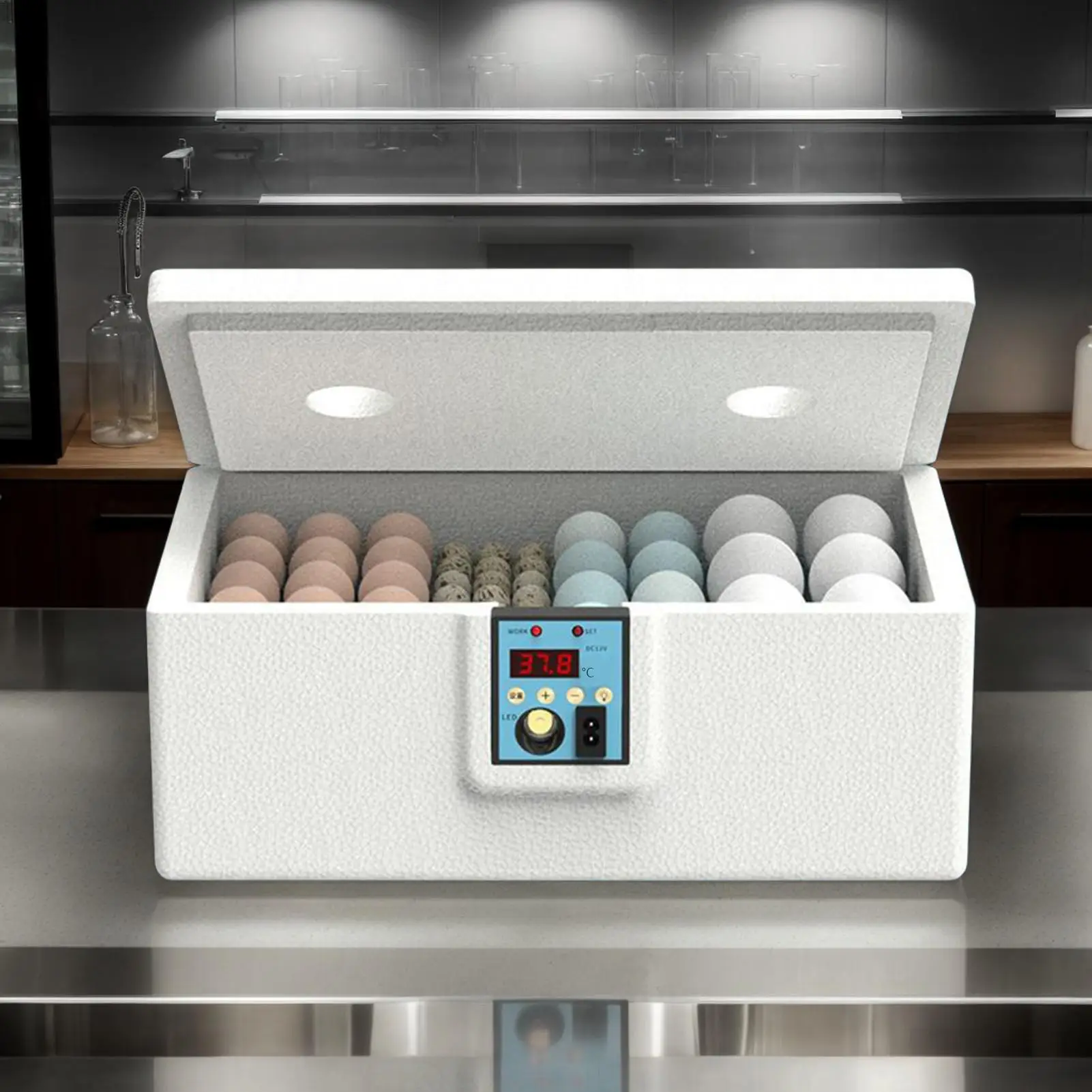 Chicken Incubator 32-Egg Incubator For Hatching Chicks Waterbed Heating Machine With Precise Temperature Control For Backyard