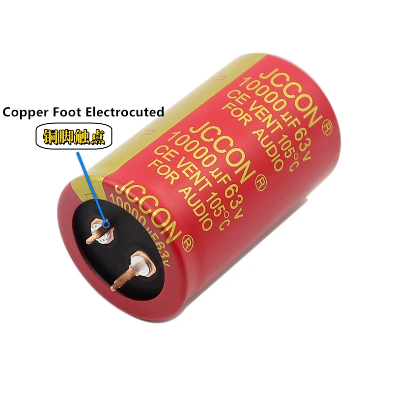 1Pcs Jccon 63v10000uf 80v10000uf 100v10000uf Condensadores Electroliticos De Audio Túnica Roja y Pie De Cobre Amplificador De al