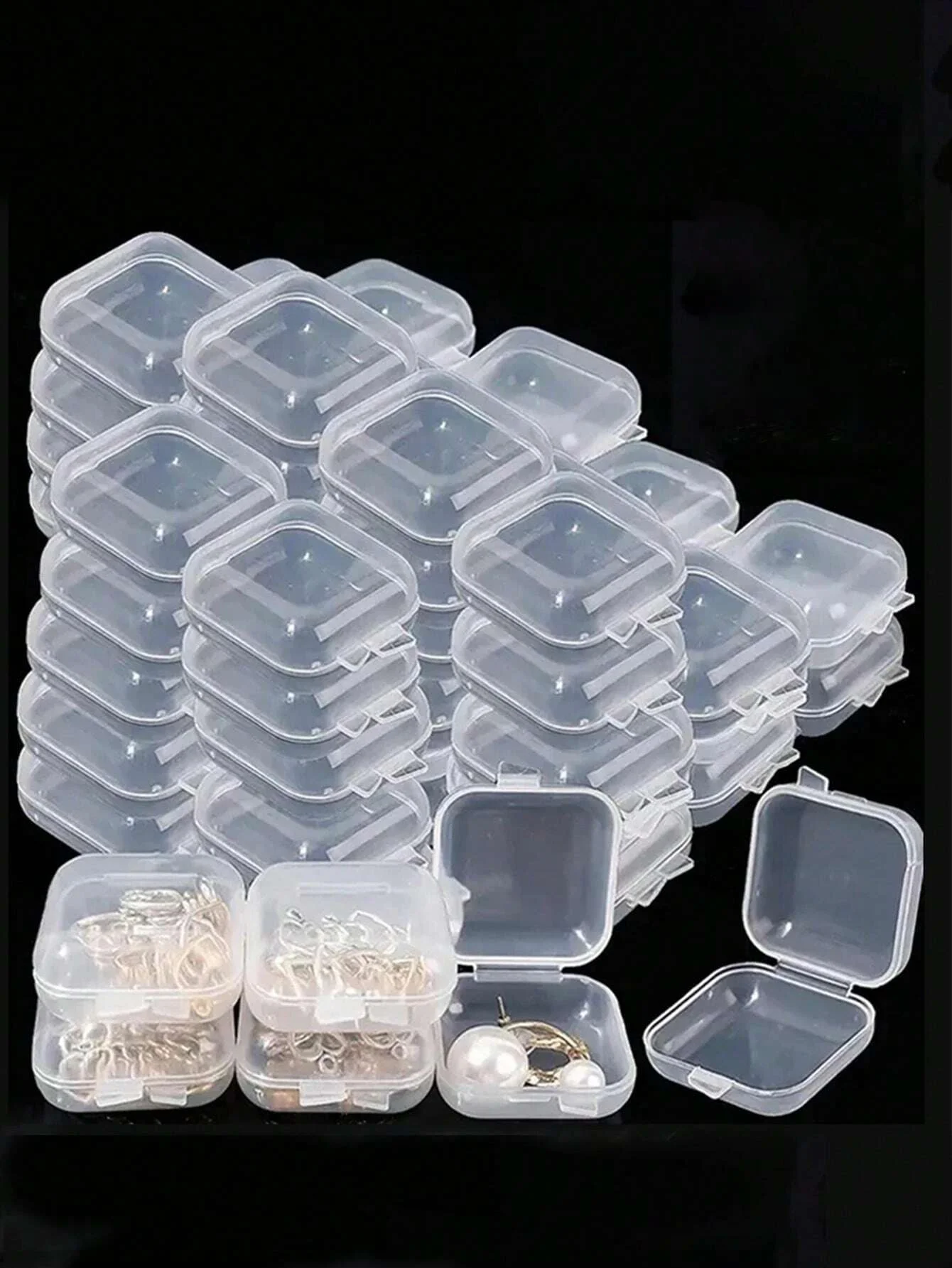 40Pcs/Set Mini Clear Plastic Storage Box Jewelry Storage Case Transparent Storage Organizer Multifunctional Portable Storage