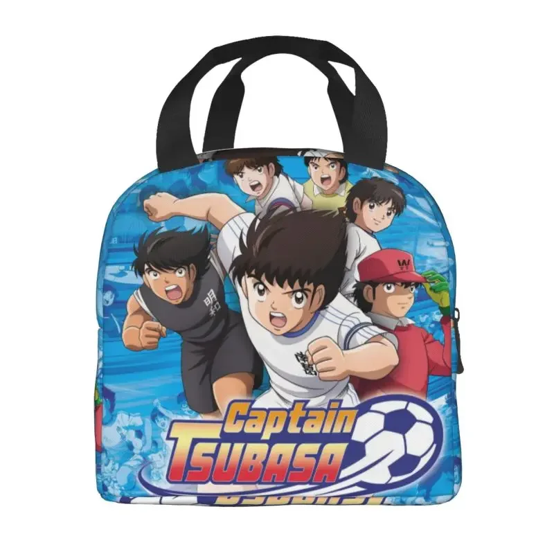 Japan Football Manga Captain Tsubasa Portable Lunch Boxes Leakproof Thermal Cooler Food Insulated Lunch Bag School Student