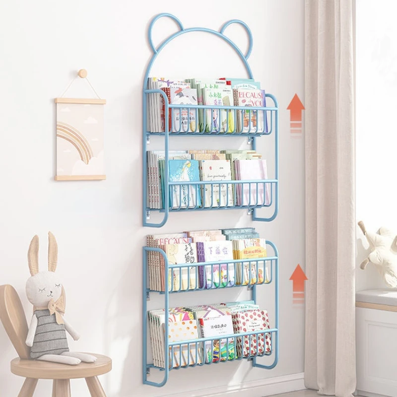 

Simple Metal Bookshelf Iron Art Furniture Children's Picture Books Storage Rack Save Space Wall Hanging Shelf Bookcase Bedroom