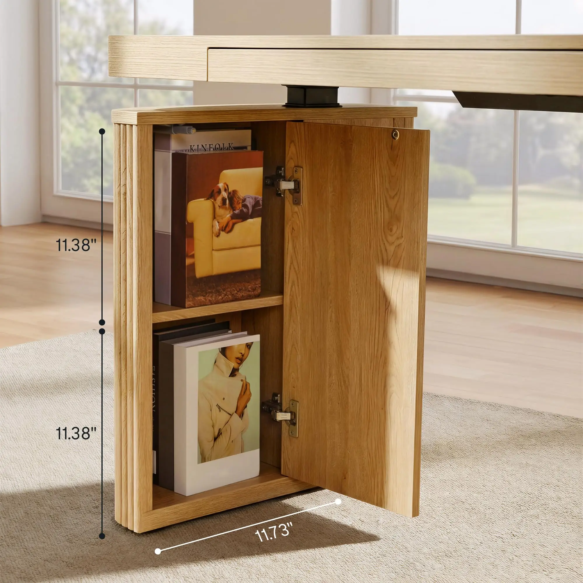 55 x 24 Inch Executive Standing Desk with Drawer, Natural