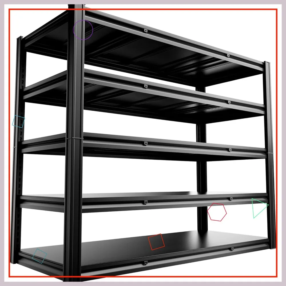 

5-Tier 60"W x 24"D x 72"H Heavy Duty Garage Shelving Unit, 3000LBS Capacity, Adjustable Metal Storage Racks