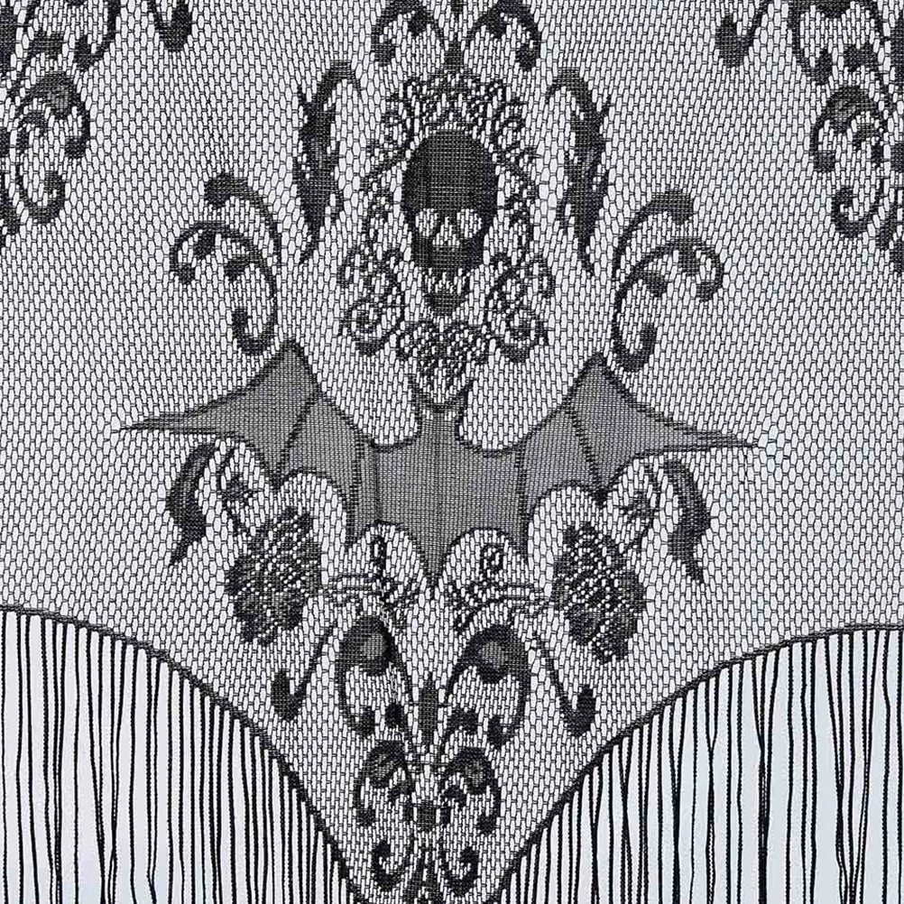 

Skull Tassel Curtain Banner for Halloween Decor Black Garland Reusable Indoor Outdoor Party Supplies Lace Curtains