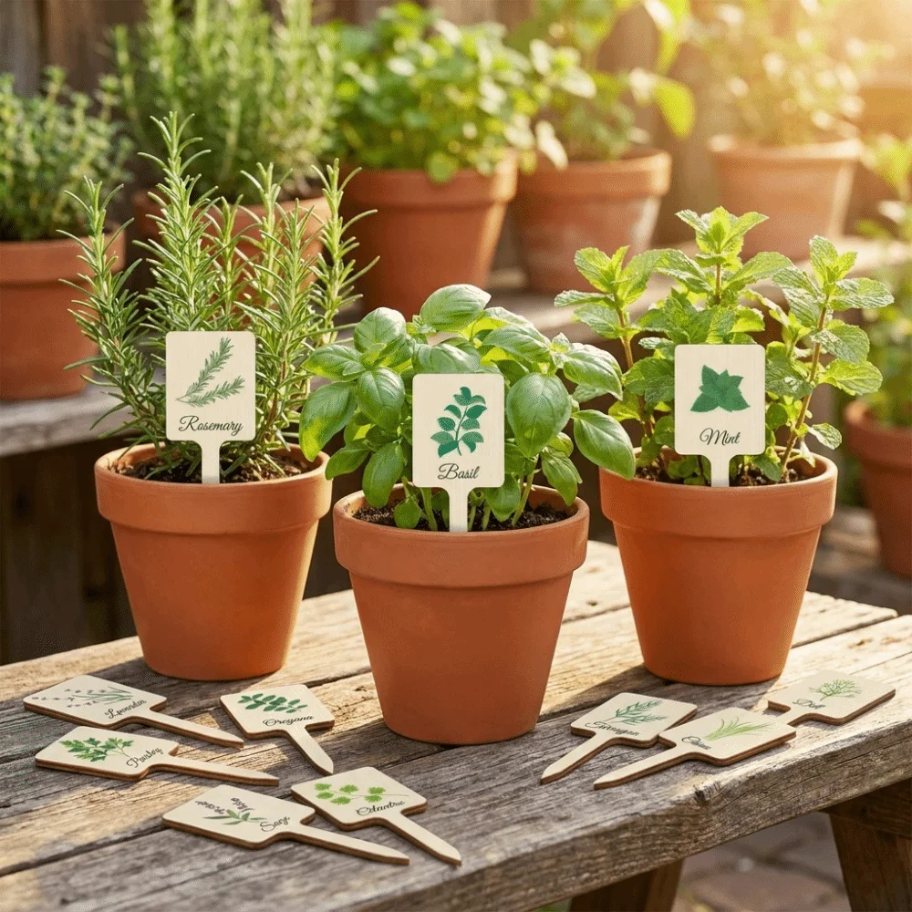 12PCS Decorative Acrylic Plant Labels Reusable T-Shaped Plant Markers Waterproof Garden Flower Labels Succulent Plants