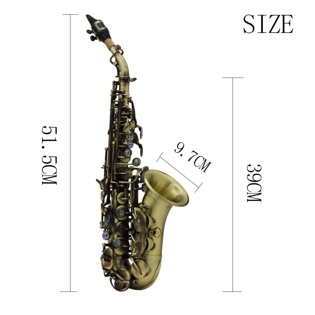 Soprano Saxophone Straight Bb Brass Body Carved Black Gold Keys Saxophone Instrument