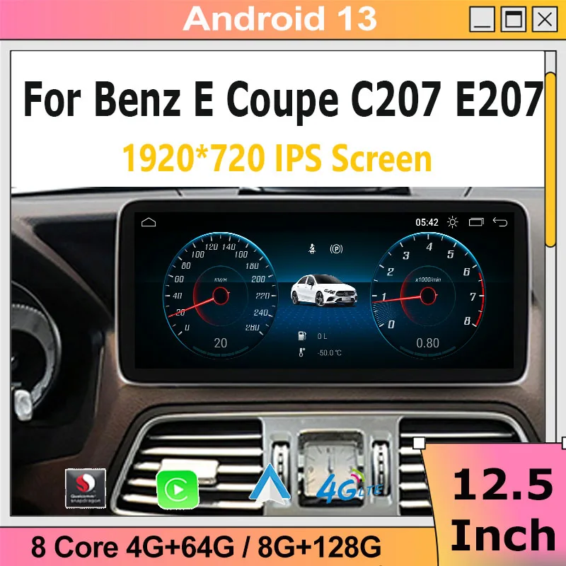 

Navigation For Mercedes Benz E Coupe C207 A207 Qualcomm Android13 System Apple Carplay AUTO Car Video Player Multimedia 8G+128G