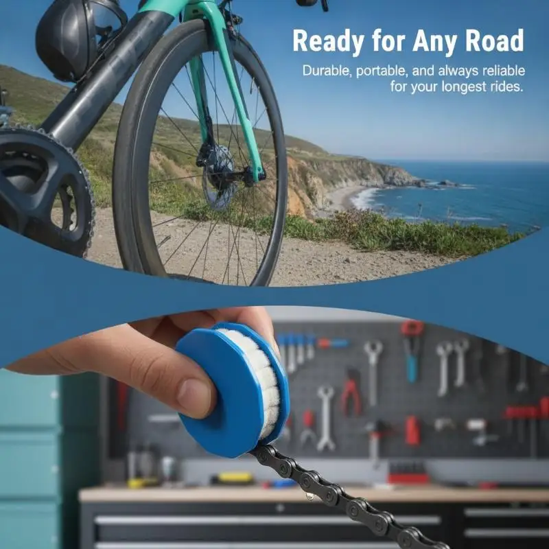 Tragbares Fahrradketten-Schmierwerkzeug mit Ölroller, sauberes Design für Outdoor-Fahrradtouren, Fahrradreparatur- und Wartungszubehör – Detail 2