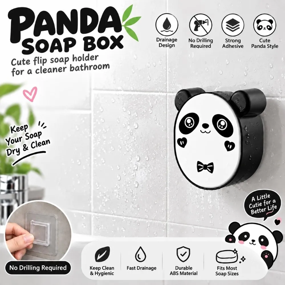 Plastic Soap Dish Black White Easy Installation Soap Storage Box Self Draining Cartoon Look Cartoon Soap Holder Kitchen Sink
