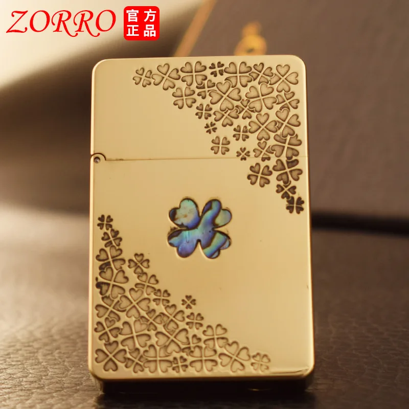 ZORRO Pure Copper Ultra Thin Kerosene Lighter Personalized Double Sided Engraving Grinding Wheel Ignition Limited Edition Gadget