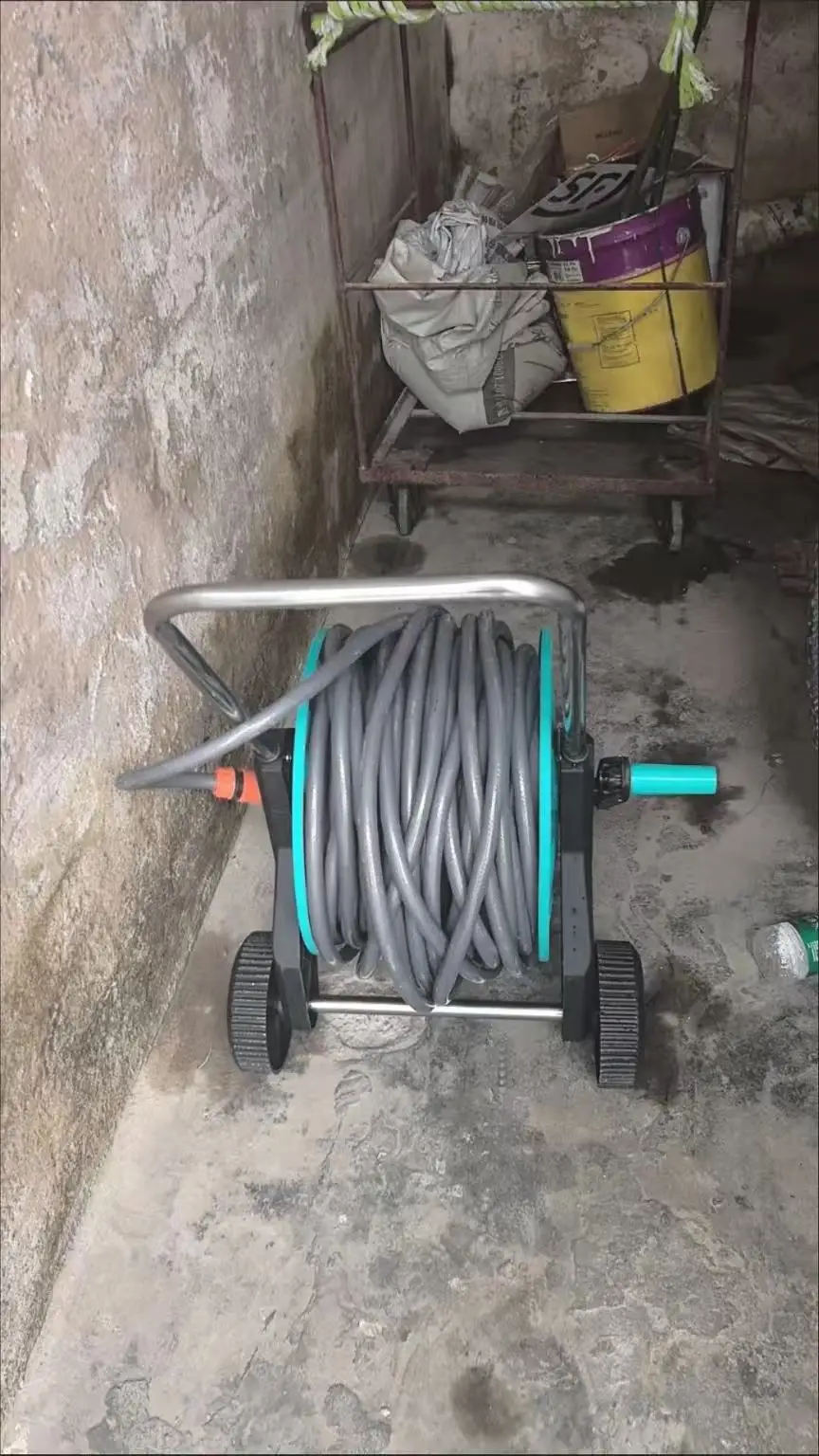 Light Duty Hand-Push Garden Hose Reel Trolley, Portable Water Pipe Cart with 30/50/80m Hose Capacity, Easy Assembly Design
