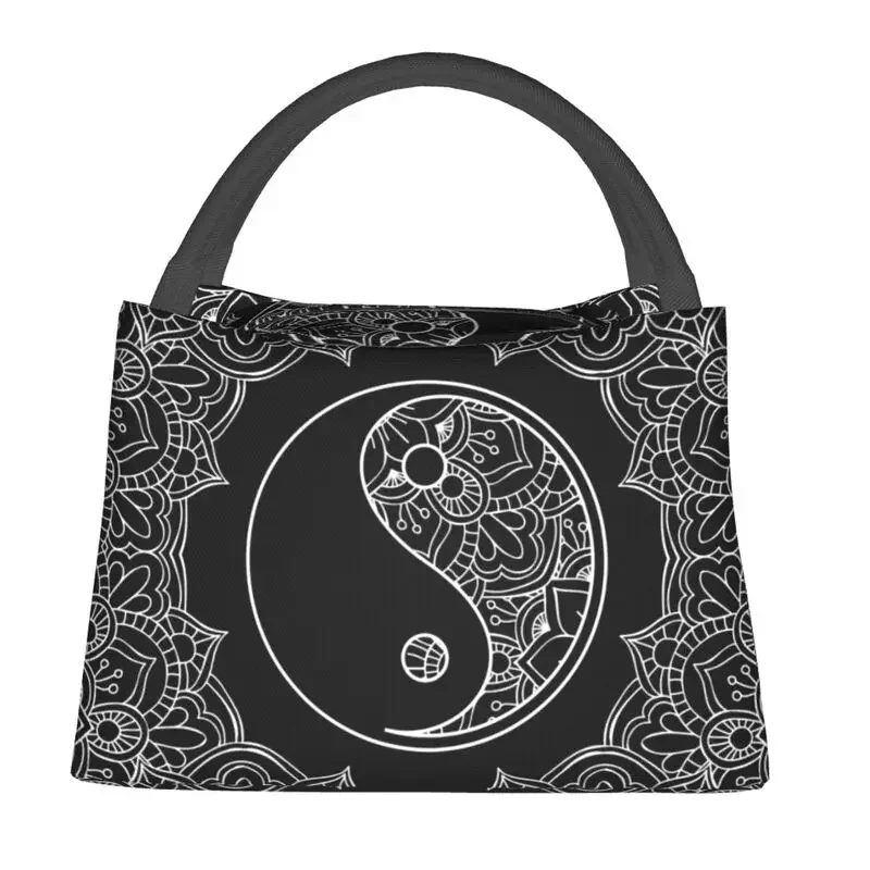 Yin Yang Symbol In Black And White Insulated Lunch Bags for Outdoor Picnic Meditation Resuable Cooler Thermal Lunch Box Women