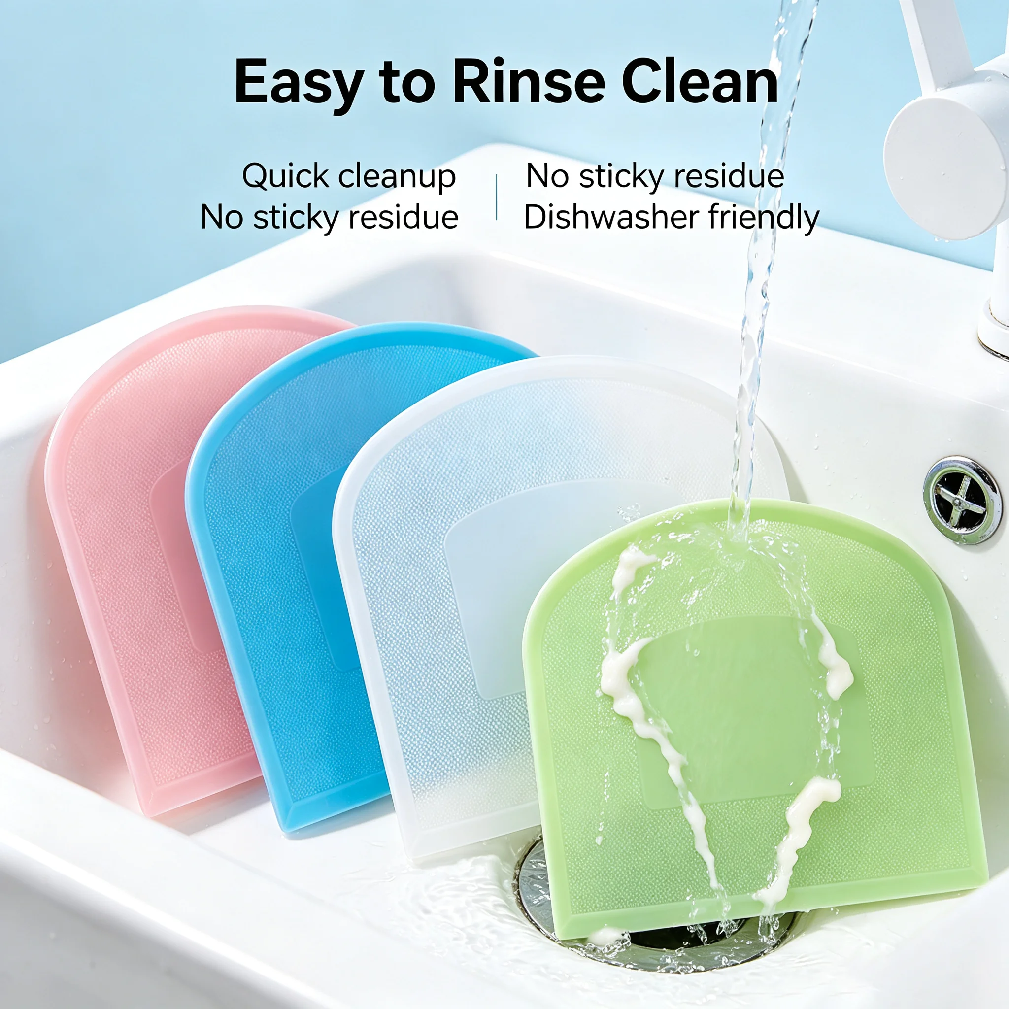 Silicone Scraper Food Grade Flexible Soft For Kitchen Baking Clean Dough No Scratch