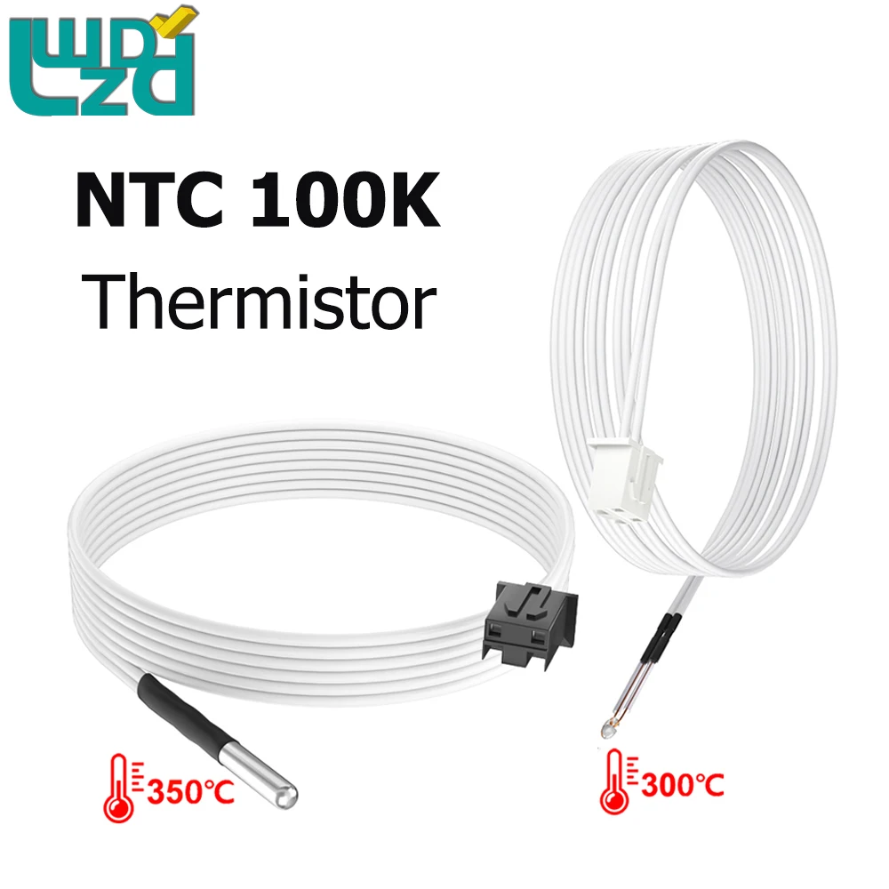 2pcs NTC 100K 3950 Thermistor With XH2.54-2P Terminal Cable High Temperature Sensor Extruder 3D Printer Parts