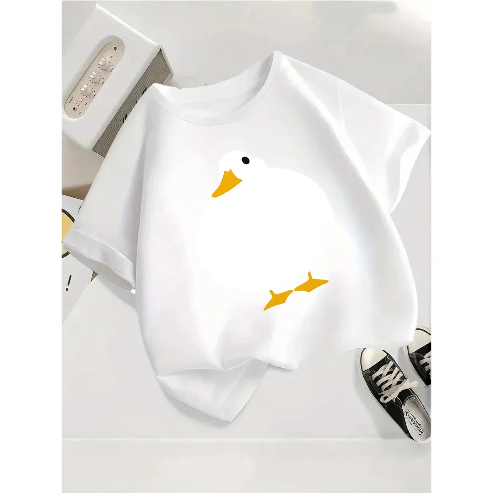 Children's T-shirt Loose Comfortable Soft Skin Friendly Casual Fashionable Versatile Cute Duck Print Short Sleeved Top