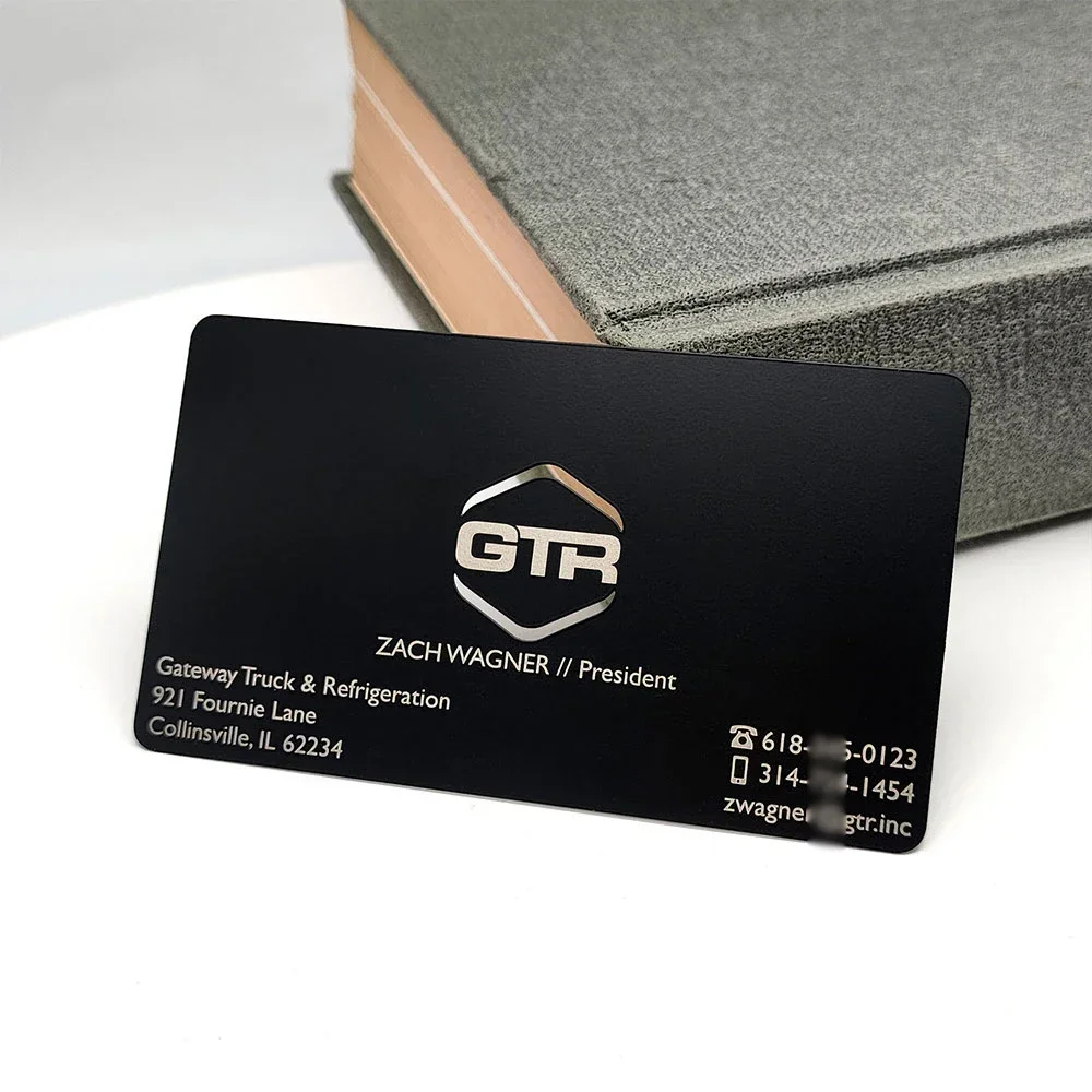 

Матовые черные полые металлические карточки из нержавеющей стали для бизнеса