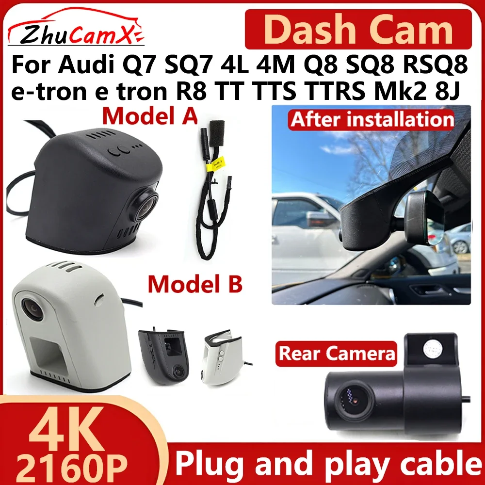 

For Audi Q2 SQ2 Q3 RSQ3 F3 8U Q5 SQ5 8R FY R8 Q6 e-tron e tron GT 4K 2160P Full HD 1080P Car DVR Dash Cam Camera Recorder