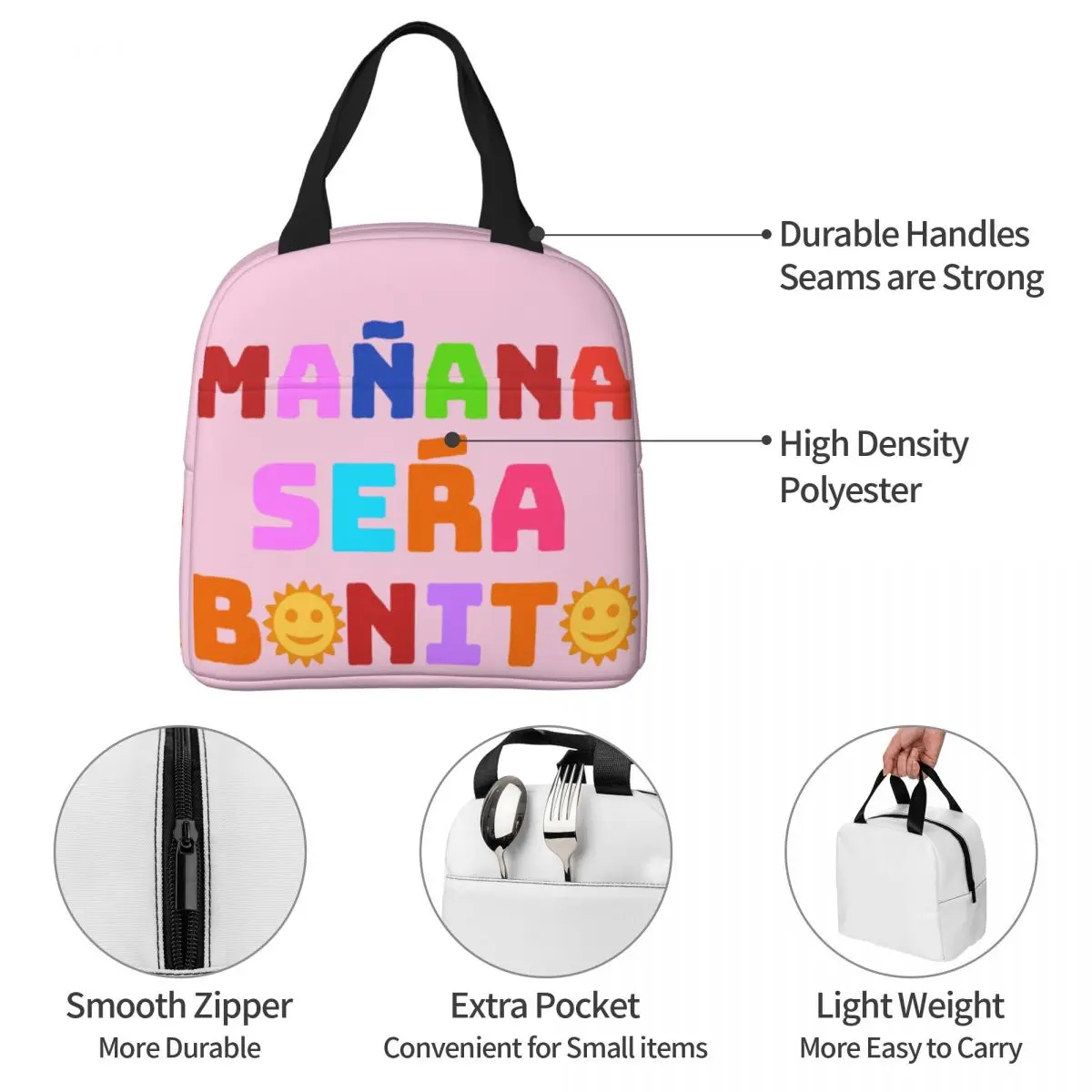 Karol G Manana Sera Bonito Insulated Lunch Bag High Capacity Meal Container Cooler Bag Lunch Box Beach Picnic Food Storage Bags