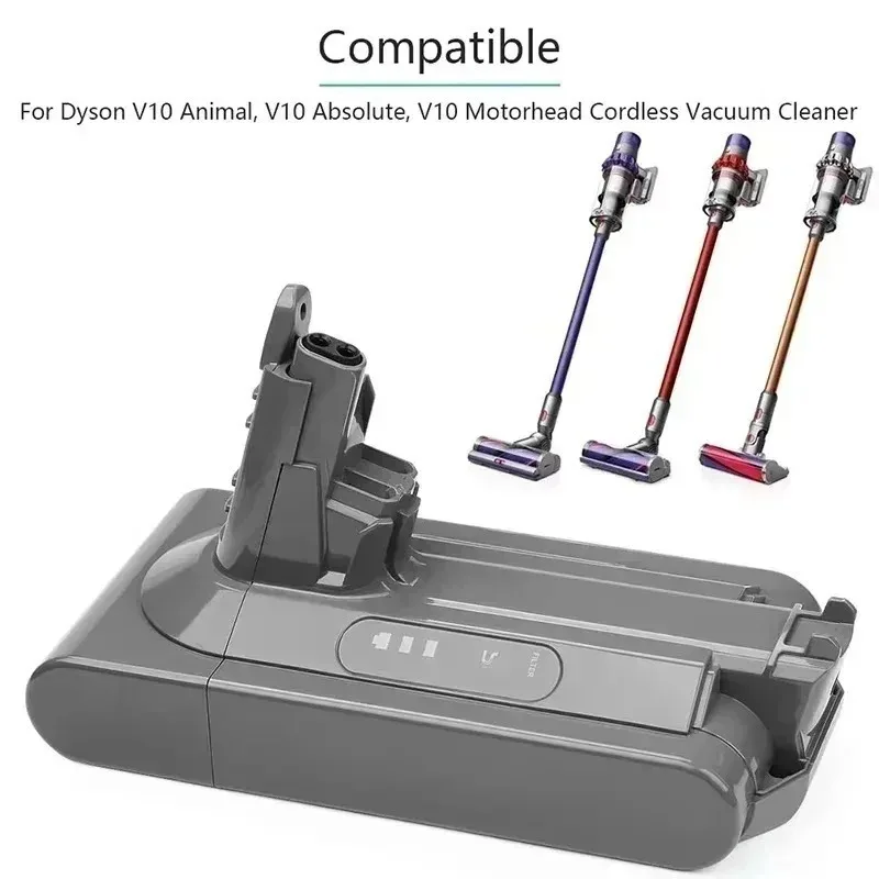 Compatible V10 Battery 25.2V 4.0‑12.8Ah For V10 Animal Absolute Fluffy Cordless Vacuum Cleaner