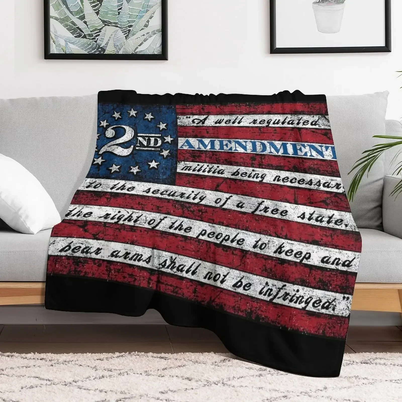 2nd Second Amendment Flag, 1791 Vintage American Flag Throw Blanket christmas gifts Quilt Plaid Blankets