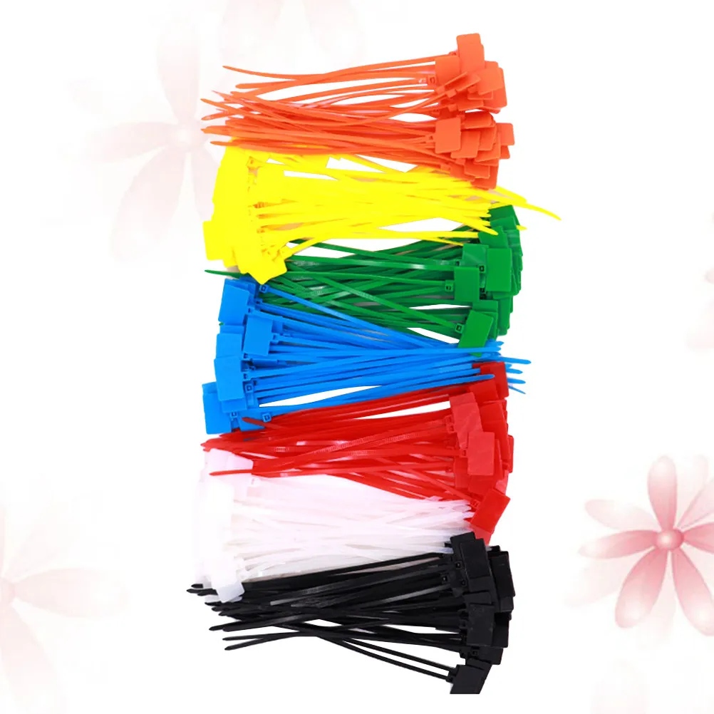 250Pcs Label Cable Ties Heavy Duty Nylon Self-Locking Zip Ties for Home Office Workshop Wire Organization 7 Colors Mixed