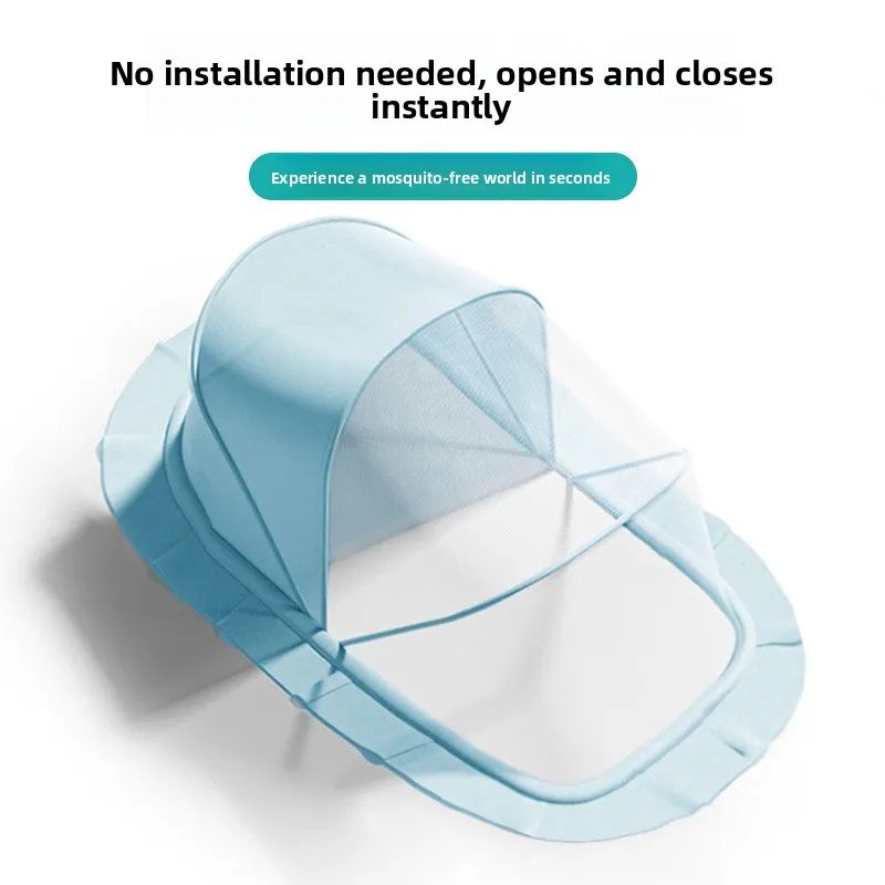Foldable Baby Mosquito Net Cover Full Shield No Installation Mongolian Tent Children's Bedding Pure Color Safety Certified