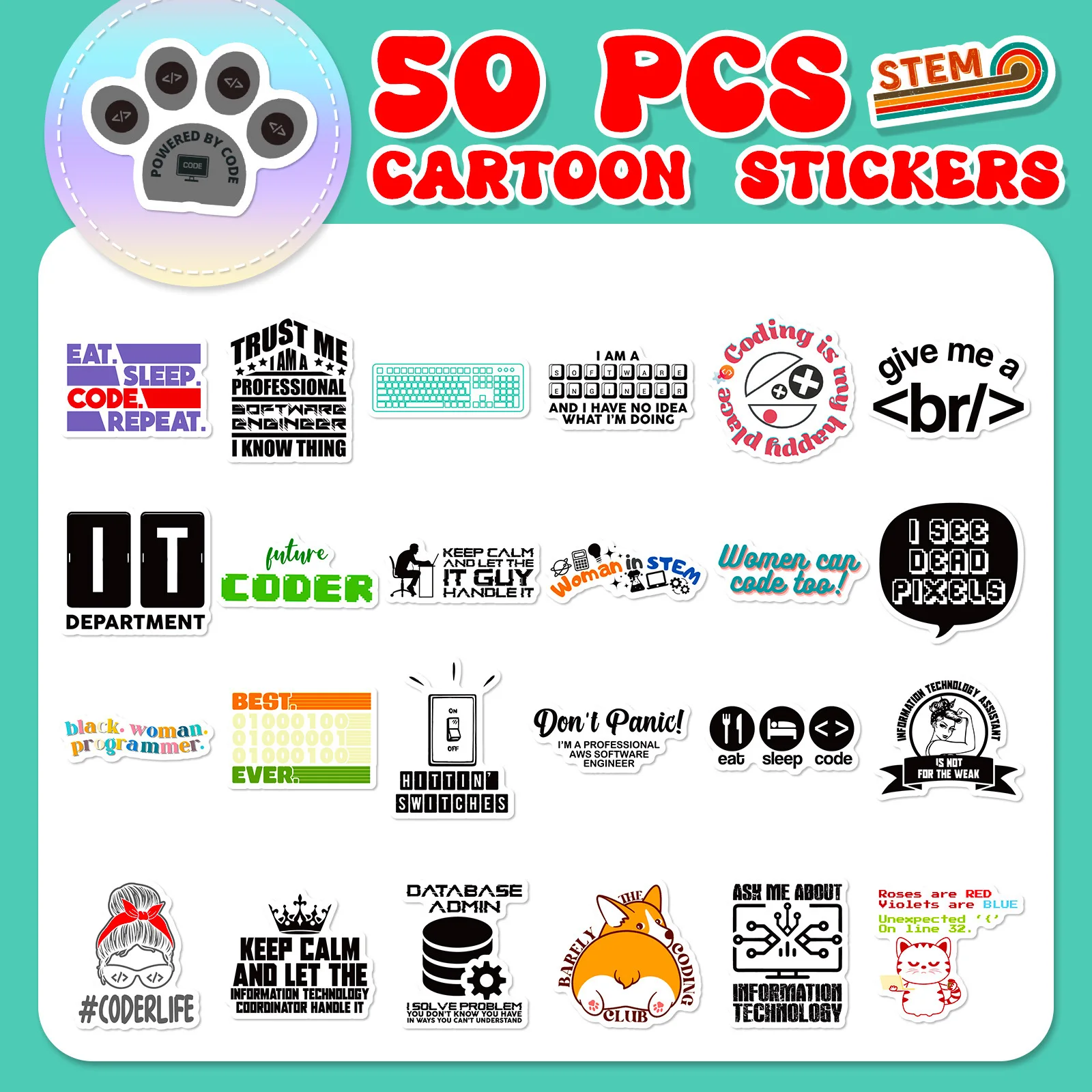 10/25/50pcs Programming Java Geek Stickers Graffiti for Laptop Hacker Luggage Phone Computer Notebook Guitar Car