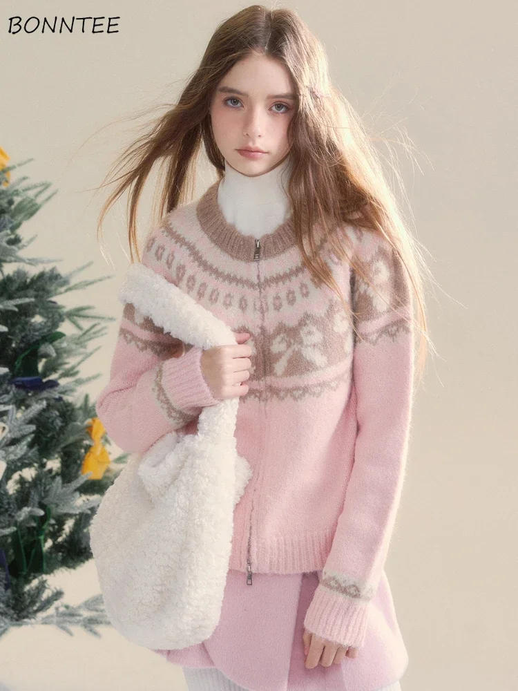 

Милые кардиганы женские с нежным бантом и принтом нежные вязаные пальто эстетические студенческие девушки модные Ulzzang осень-зима теплые кардиган