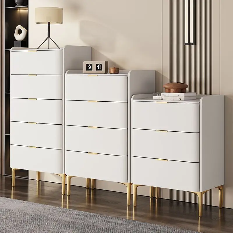 Italian rock slab chest of drawers Living room solid wood light luxury modern simple bedroom storage