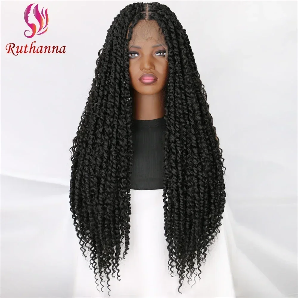 Afro Dreadlocks Full Lace Braided Wigs Synthetic Crochet Hair Braids Wig For Women 30 Inch Baby Hair Fashion Wig Daily Use