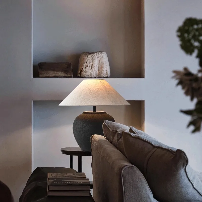 

European-style ceramic table lamp Decoration Simple Retro wabi sabi lighting Bedside sofa Side Cabinet bedroom night lights
