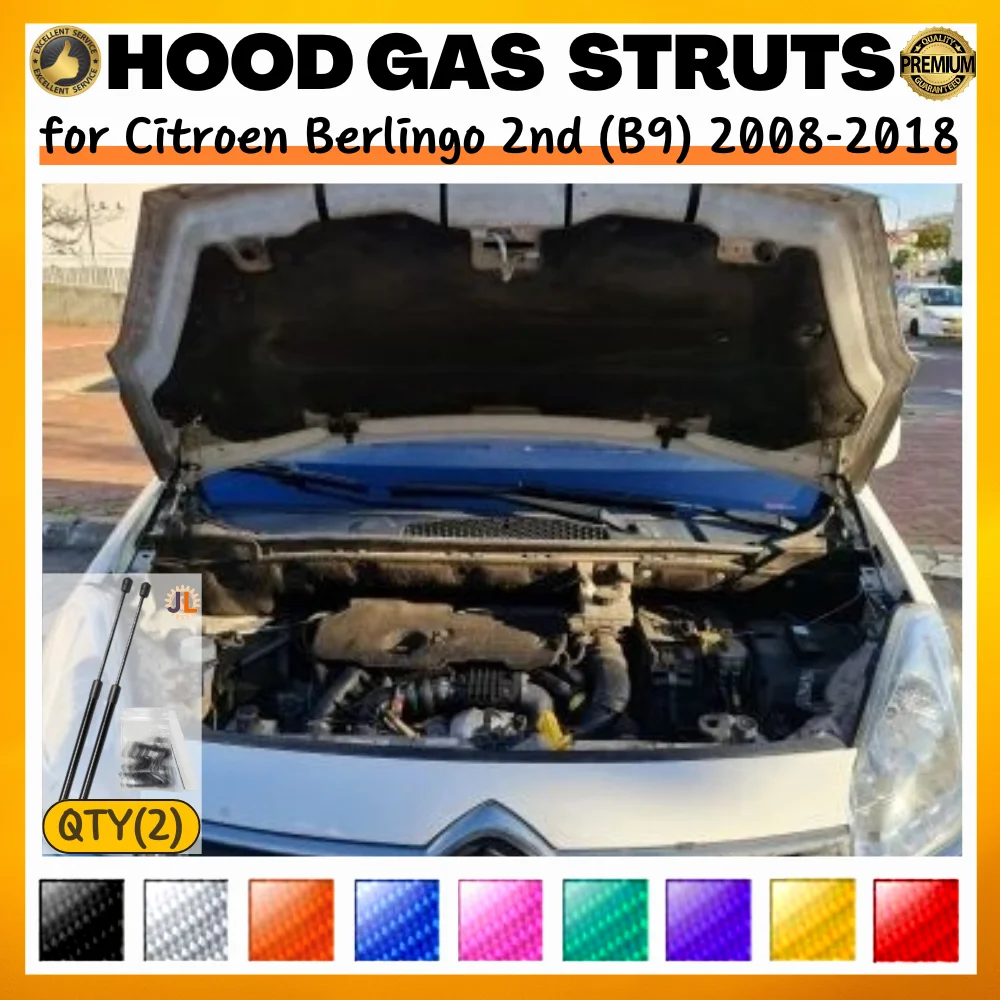 

Qty(2) Hood Struts for Citroen Berlingo 2nd (B9) 2008-2018 Front Bonnet Modify Gas Springs Shock Absorbers Lift Supports Dampers