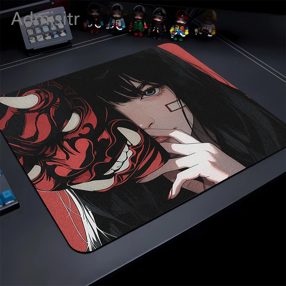 Game Professional E-Sports Mousepad Anime Mouse Pad Oni Mask Girl Premium Deskmats High Quality Non-slip Keyboard Pad 450x400mm